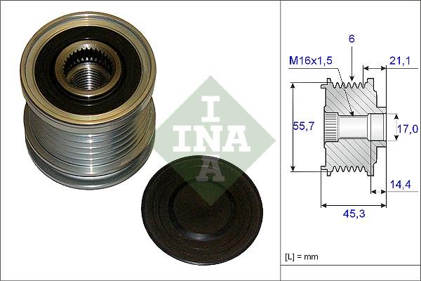 INA 535 0036 10 - Pulley, alternator, freewheel clutch parts5.com