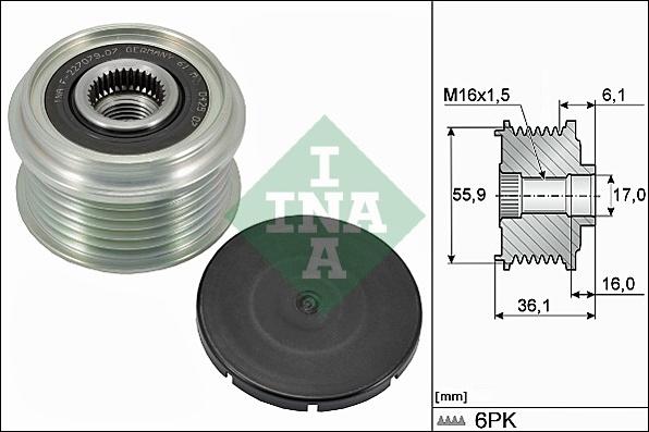 INA 535 0026 10 - Шкив генератора, муфта parts5.com