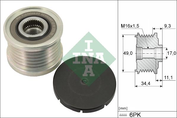 INA 535 0075 10 - Шкив генератора, муфта parts5.com