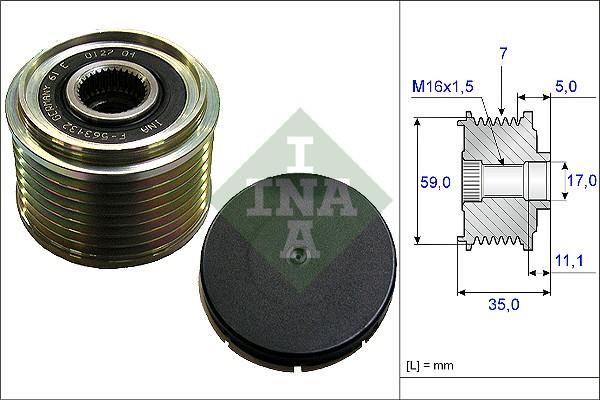 INA 535 0159 10 - Шкив генератора, муфта parts5.com