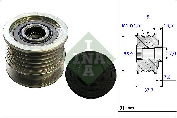 INA 535 0169 10 - Шкив генератора, муфта parts5.com