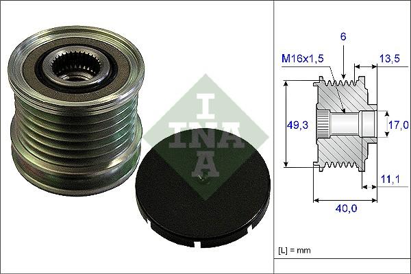 INA 535 0166 10 - Шкив генератора, муфта parts5.com