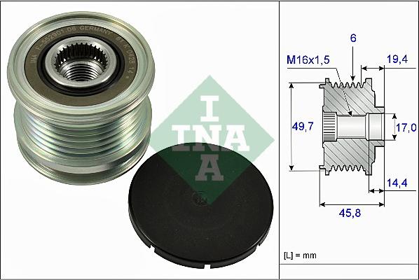 INA 535 0168 10 - Шкив генератора, муфта parts5.com