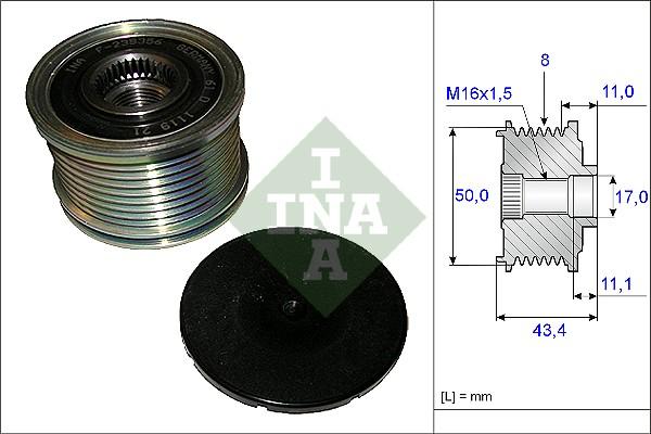 INA 535 0108 10 - Шкив генератора, муфта parts5.com