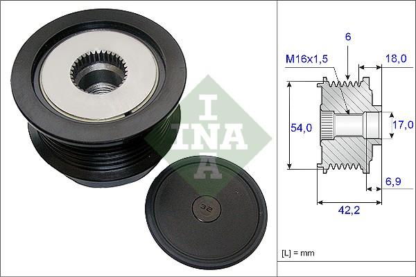 INA 535 0188 10 - Шкив генератора, муфта parts5.com