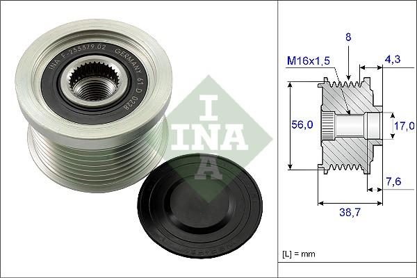 INA 535 0131 10 - Шкив генератора, муфта parts5.com