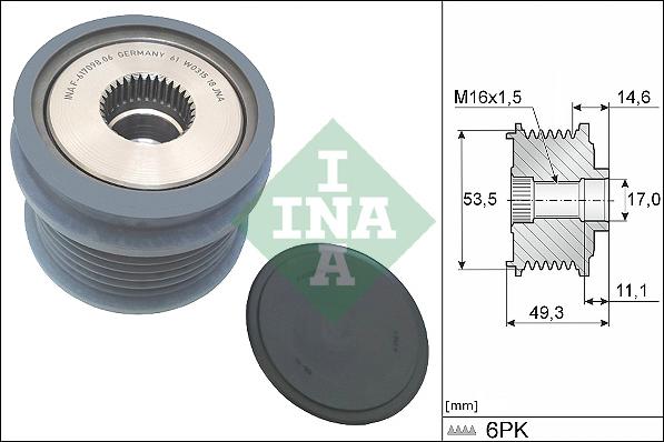 INA 535 0364 10 - Шкив генератора, муфта parts5.com