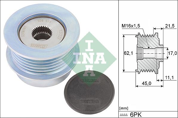 INA 535 0367 10 - Шкив генератора, муфта parts5.com