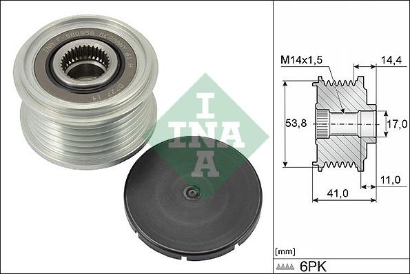 INA 535 0304 10 - Шкив генератора, муфта parts5.com