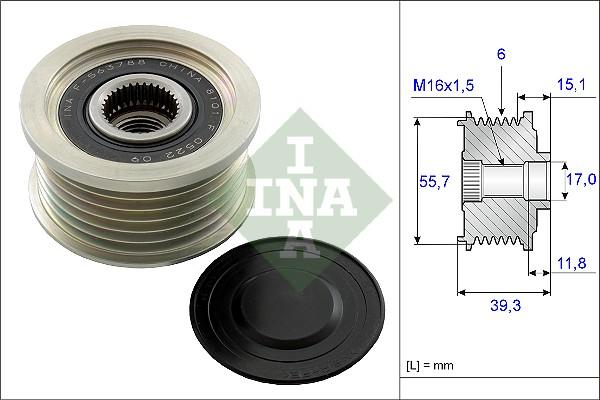 INA 535 0249 10 - Шкив генератора, муфта parts5.com