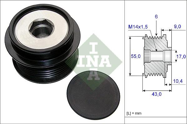 INA 535 0208 10 - Шкив генератора, муфта parts5.com