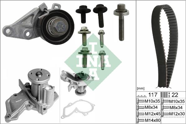 INA 530 0140 30 - Водяной насос + комплект зубчатого ремня parts5.com