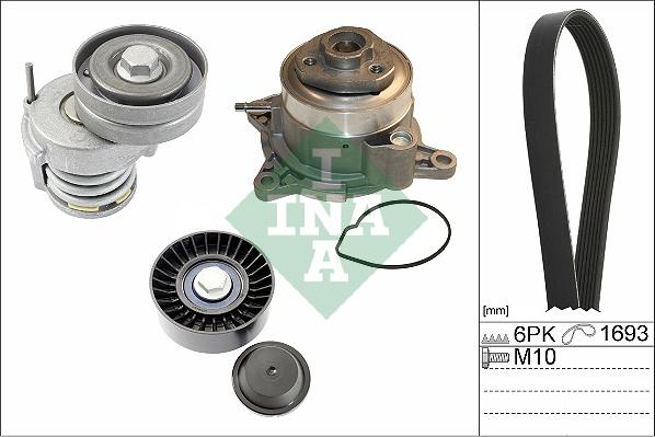 INA 529 0534 30 - Водяной насос + комплект ручейковых ремней parts5.com