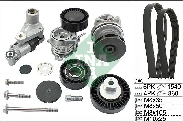 INA 529 0053 30 - Водяной насос + комплект ручейковых ремней parts5.com