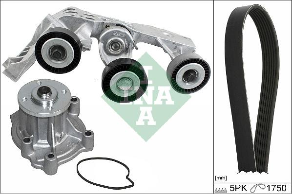 INA 529 0081 31 - Водяной насос + комплект ручейковых ремней parts5.com