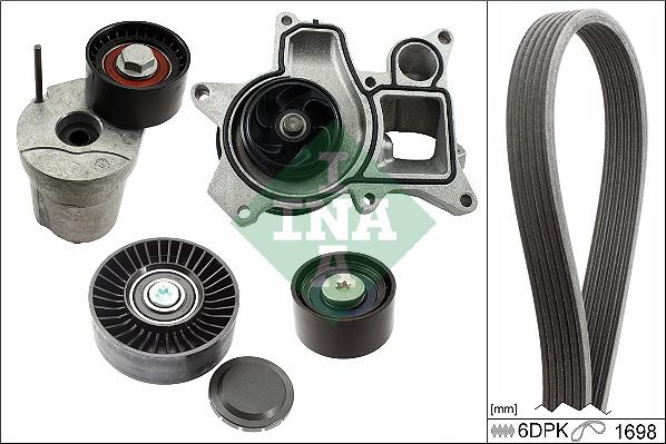 INA 529 0369 30 - Водяной насос + комплект ручейковых ремней parts5.com