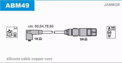 Janmor ABM49 - Комплект проводов зажигания parts5.com