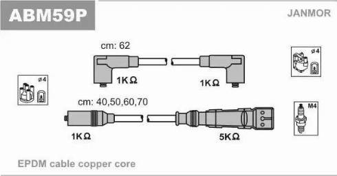 Janmor ABM59P - Комплект проводов зажигания parts5.com