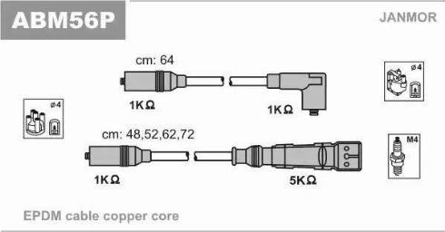 Janmor ABM56P - Комплект проводов зажигания parts5.com