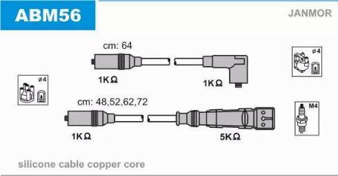 Janmor ABM56 - Комплект проводов зажигания parts5.com