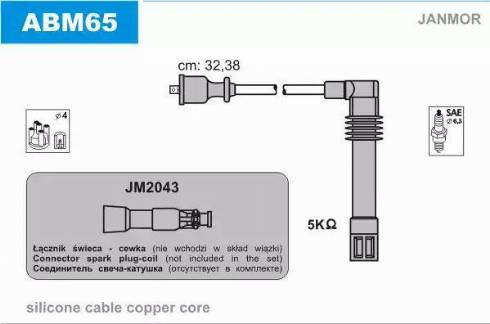 Janmor ABM65 - Комплект проводов зажигания parts5.com