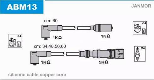 Janmor ABM13 - Комплект проводов зажигания parts5.com