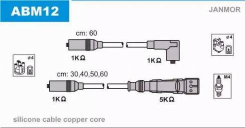 Janmor ABM12 - Комплект проводов зажигания parts5.com