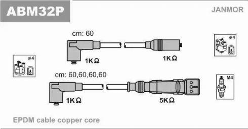 Janmor ABM32P - Комплект проводов зажигания parts5.com