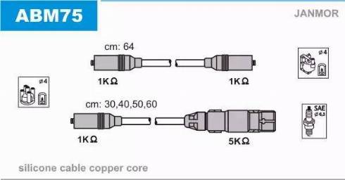 Janmor ABM75 - Комплект проводов зажигания parts5.com