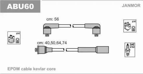 Janmor ABU60 - Комплект проводов зажигания parts5.com