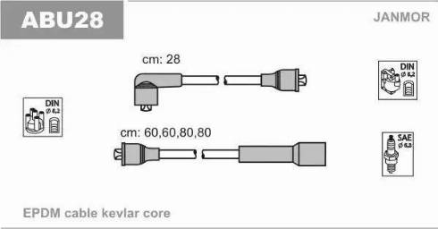 Janmor ABU28 - Комплект проводов зажигания parts5.com