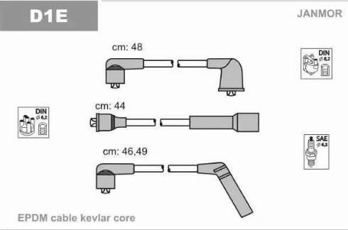 Janmor D1E - Комплект проводов зажигания parts5.com