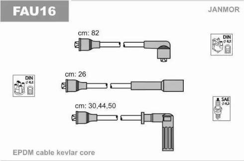 Janmor FAU16 - Комплект проводов зажигания parts5.com