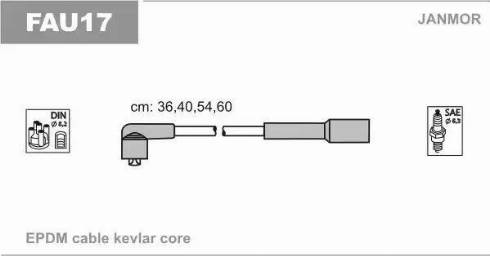 Janmor FAU17 - Комплект проводов зажигания parts5.com