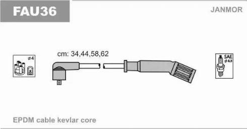 Janmor FAU36 - Комплект проводов зажигания parts5.com