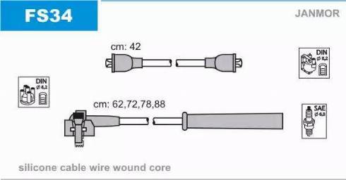 Janmor FS34 - Комплект проводов зажигания parts5.com