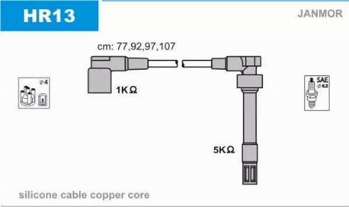 Janmor HR13 - Комплект проводов зажигания parts5.com