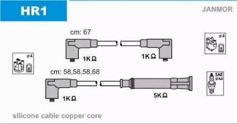 Janmor HR1 - Комплект проводов зажигания parts5.com