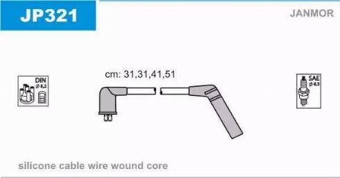 Janmor JP321 - Комплект проводов зажигания parts5.com