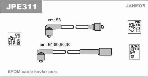 Janmor JPE311 - Комплект проводов зажигания parts5.com