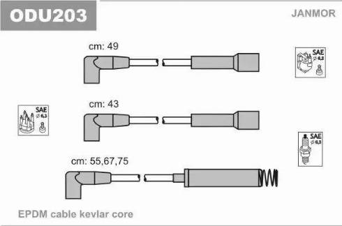 Janmor ODU203 - Комплект проводов зажигания parts5.com