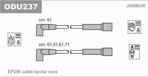 Janmor ODU237 - Комплект проводов зажигания parts5.com