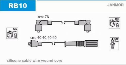 Janmor RB10 - Комплект проводов зажигания parts5.com