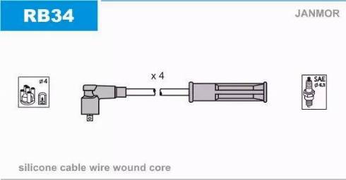 Janmor RB34 - Комплект проводов зажигания parts5.com