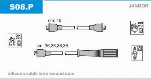 Janmor S08.P - Комплект проводов зажигания parts5.com