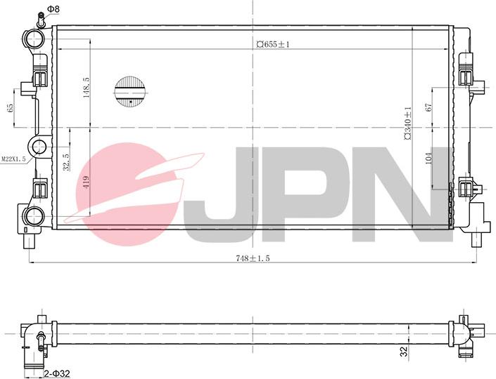 JPN 60C9064-JPN - Радиатор, охлаждение двигателя parts5.com