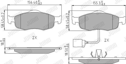 Jurid 571522J - Тормозные колодки, дисковые, комплект parts5.com