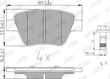 Jurid 573312J - Тормозные колодки, дисковые, комплект parts5.com