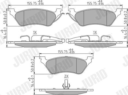 Jurid 572505J - Тормозные колодки, дисковые, комплект parts5.com