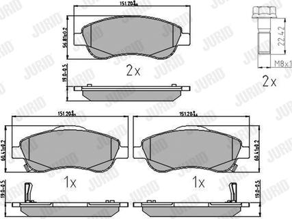 Jurid 572605J - Тормозные колодки, дисковые, комплект parts5.com